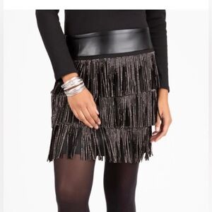 Berek Black Fringe It Skirt Size S NWT